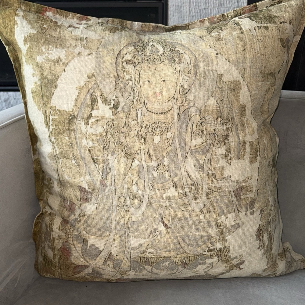 Pine Cone Hill Linen Pillow (COVER ONLY) 22x22 Buddha Zen Global Boho Meditative